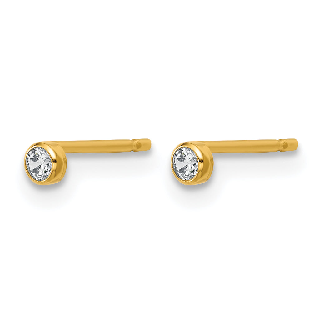14K Gold Filled 2.50mm CZ Bezel Post Earrings - view 2