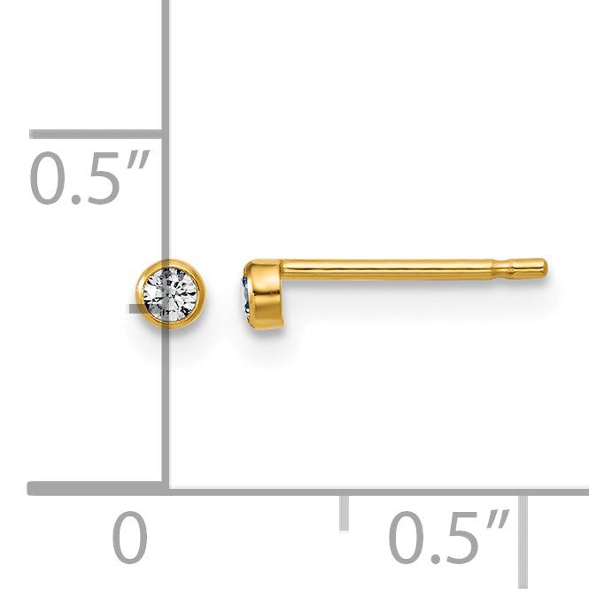 14K Gold Filled 2.50mm CZ Bezel Post Earrings - view 3