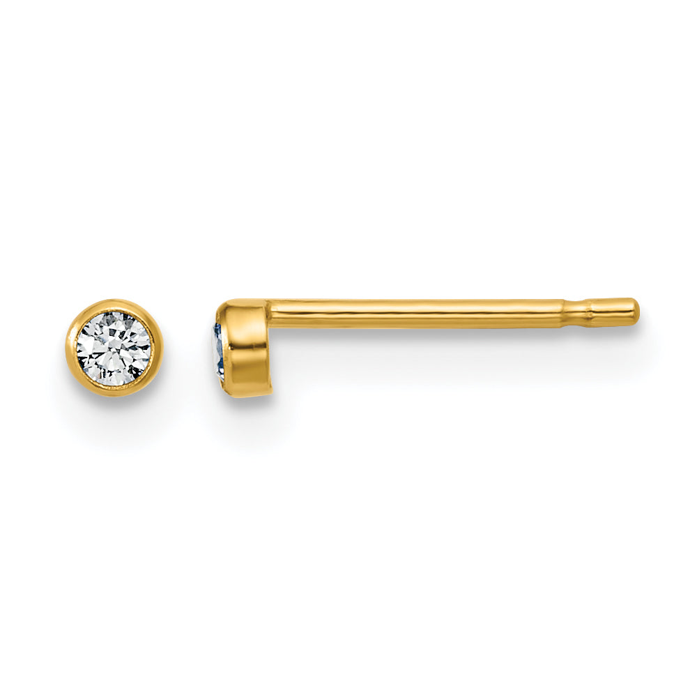 14K Gold Filled 2.50mm CZ Bezel Post Earrings by Sophia Jewelers
