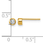 14K Gold Filled 3.50mm CZ Bezel Post Earrings - view 3