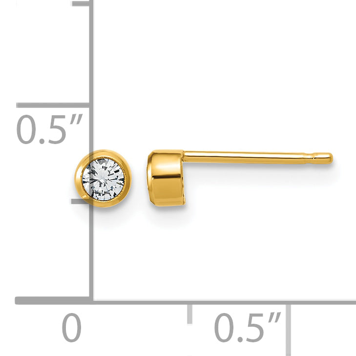 14K Gold Filled 3.50mm CZ Bezel Post Earrings - view 3