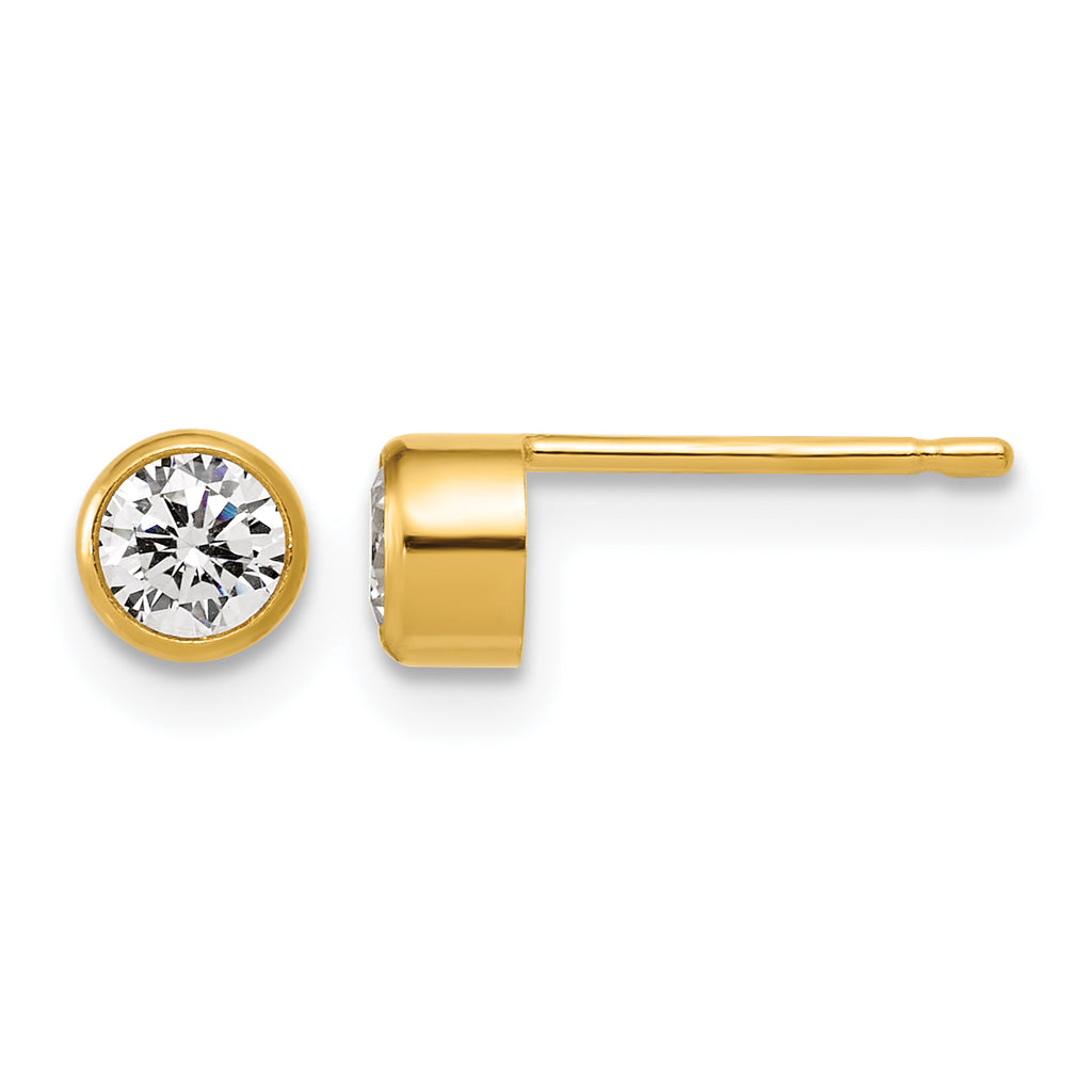 14K Gold Filled 4.50mm CZ Bezel Post Earrings by Sophia Jewelers
