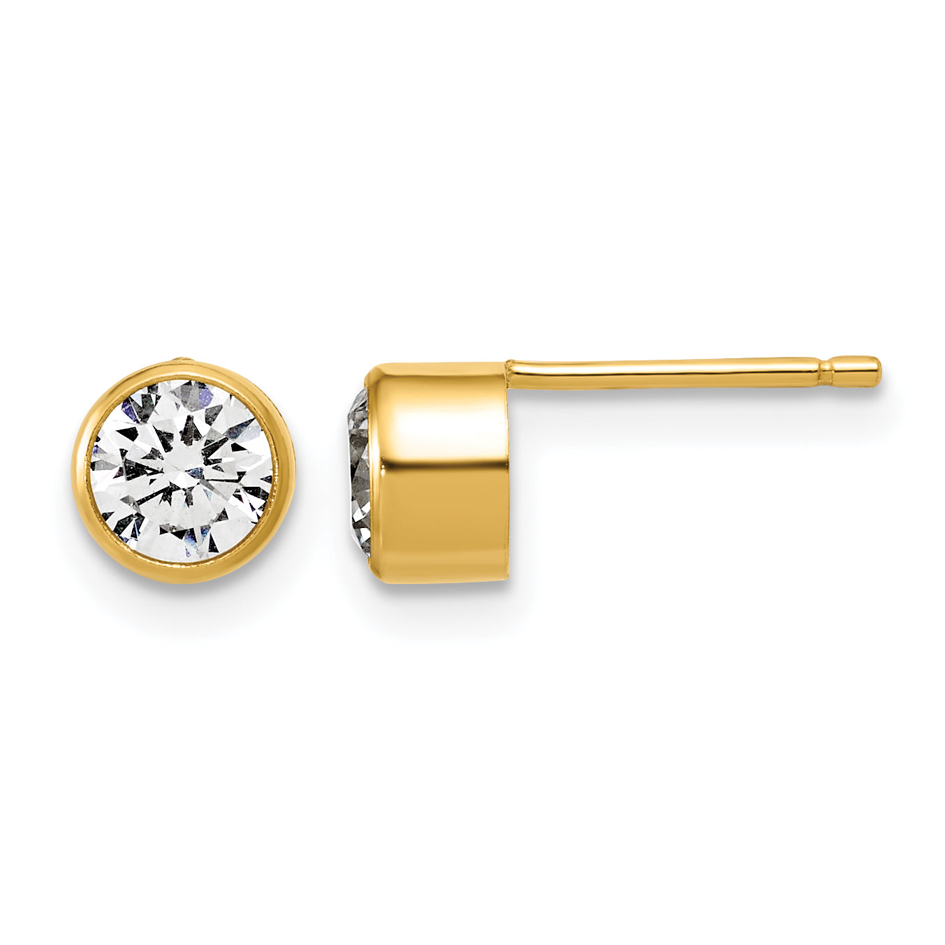 14K Gold Filled 5.60mm CZ Bezel Post Earrings by Sophia Jewelers