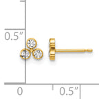 14K Gold Filled 5.25mm Triple CZ Post Earrings - view 3