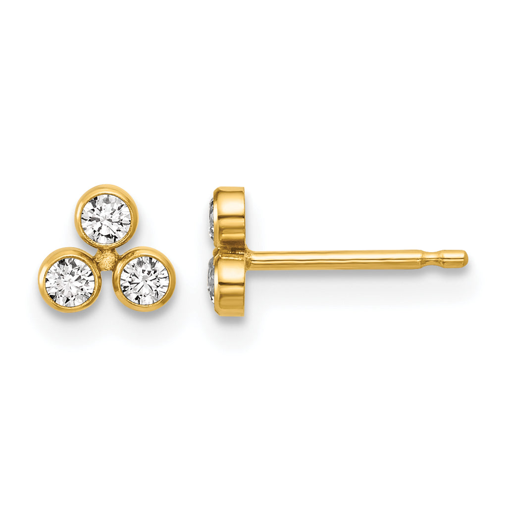 14K Gold Filled 5.25mm Triple CZ Post Earrings by Sophia Jewelers