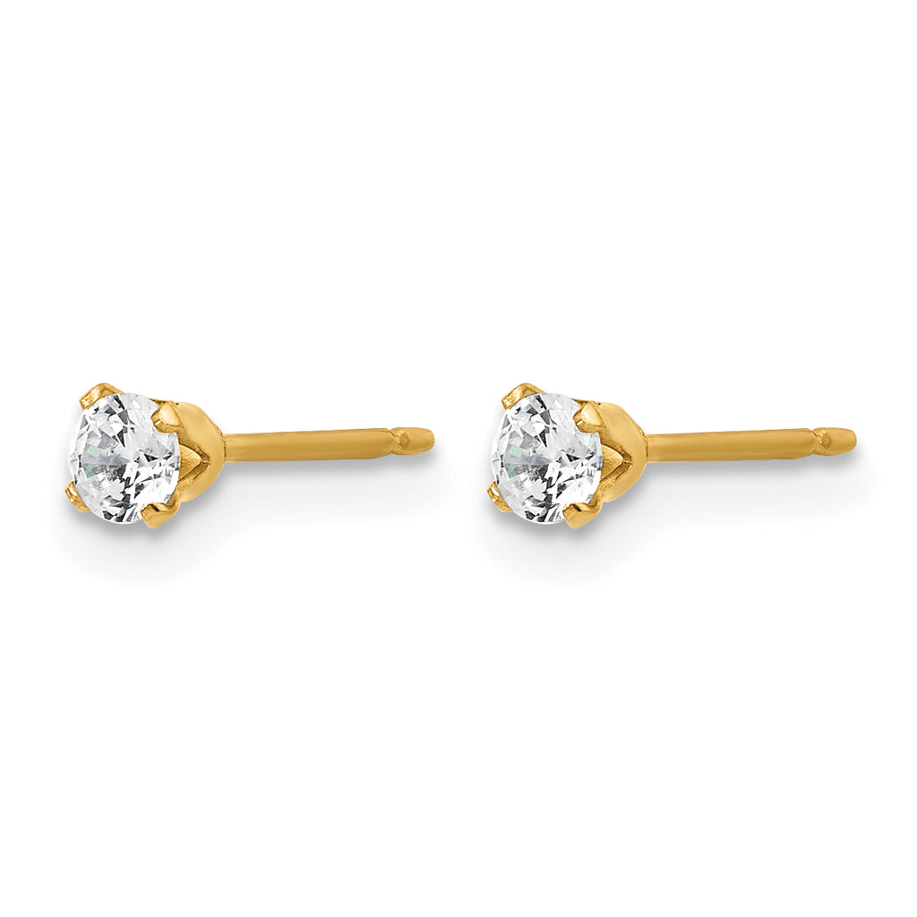 14K Gold Filled 3mm CZ Stud Post Earrings - view 2