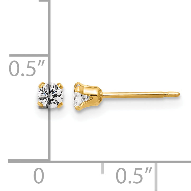 14K Gold Filled 3mm CZ Stud Post Earrings - view 3