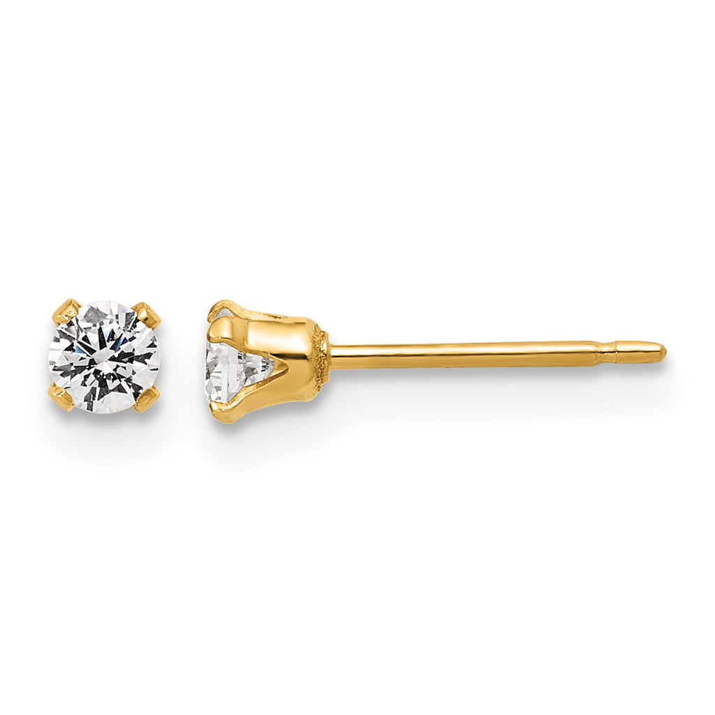 14K Gold Filled 3mm CZ Stud Post Earrings by Sophia Jewelers