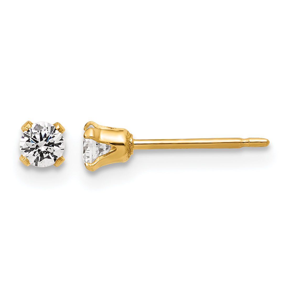 14K Gold Filled 3mm CZ Stud Post Earrings by Sophia Jewelers