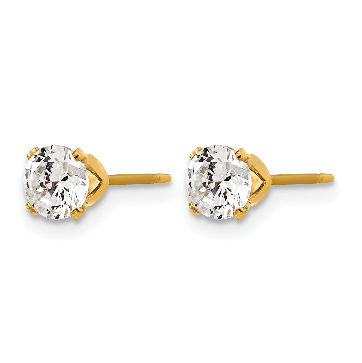 14K Gold Filled 5mm CZ Stud Post Earrings - view 2