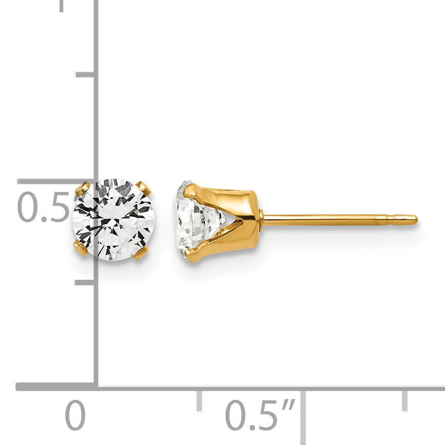 14K Gold Filled 5mm CZ Stud Post Earrings - view 3