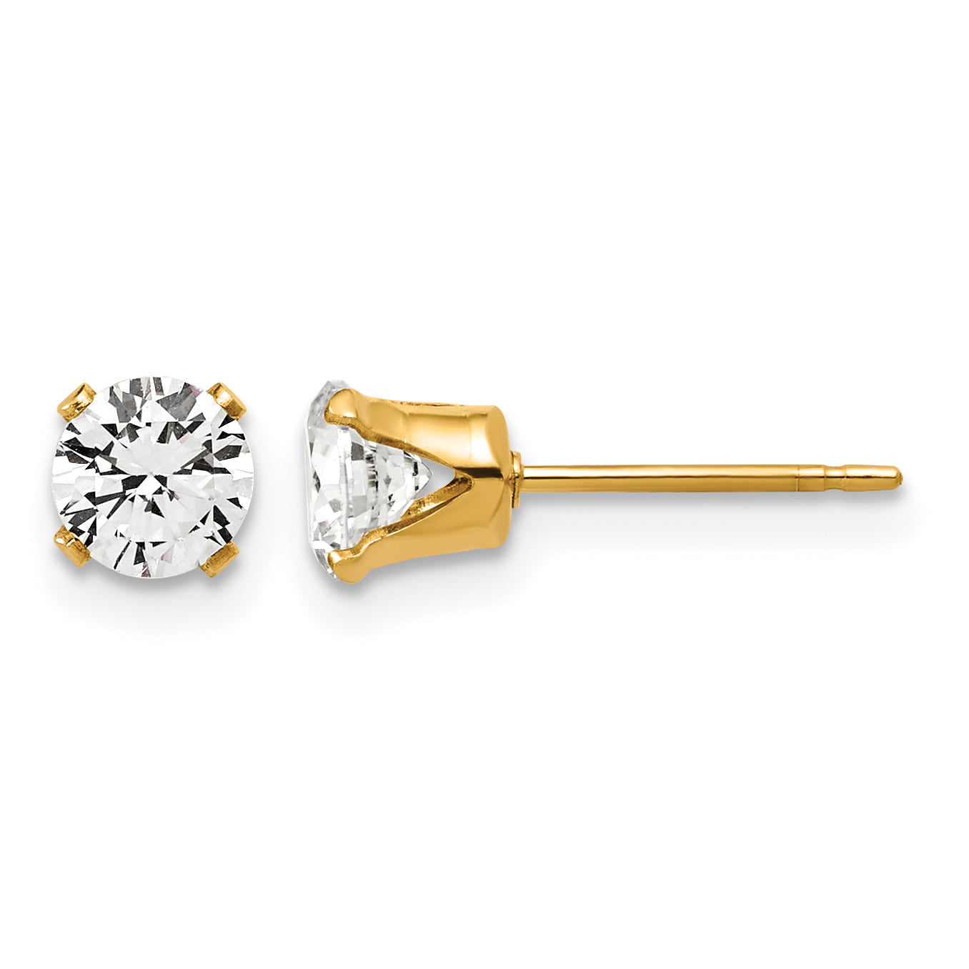 14K Gold Filled 5mm CZ Stud Post Earrings by Sophia Jewelers