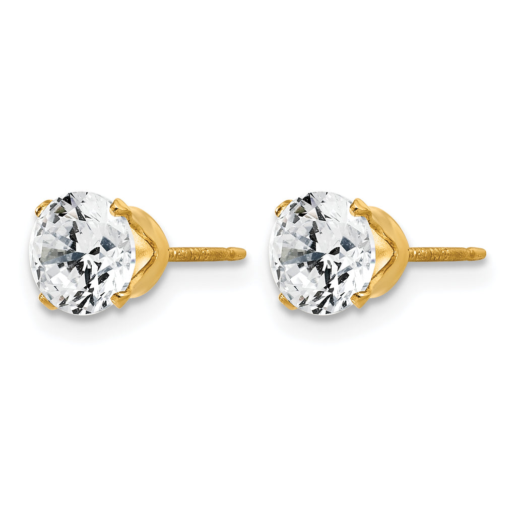 14K Gold Filled 6mm CZ Stud Post Earrings - view 2