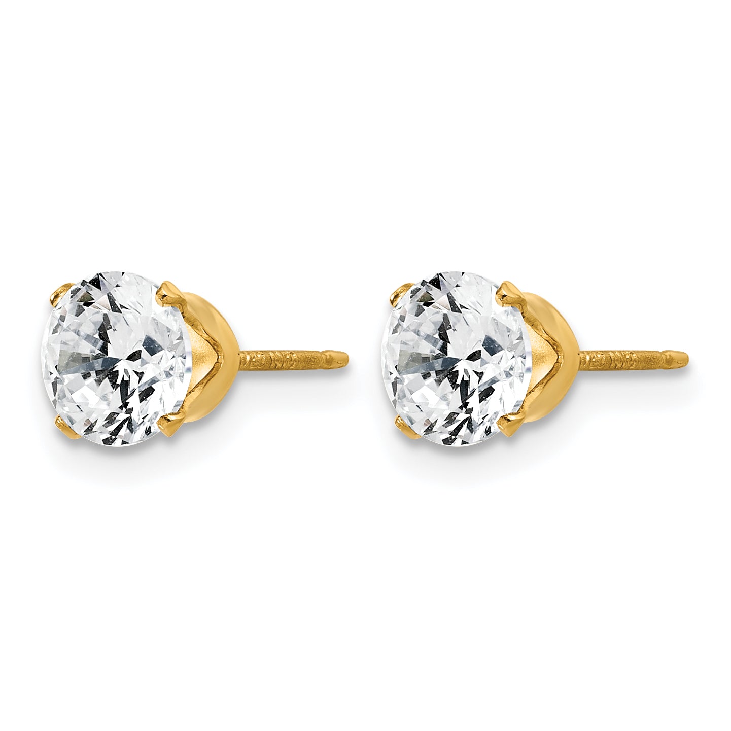 14K Gold Filled 6mm CZ Stud Post Earrings - view 2