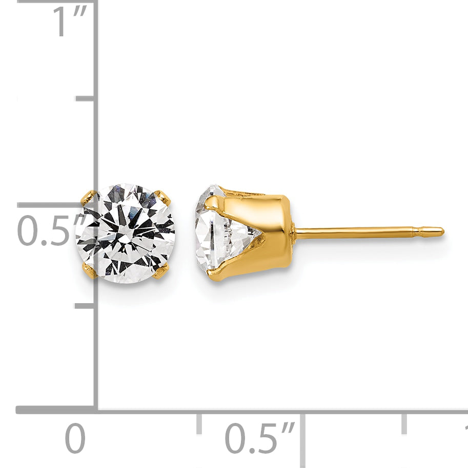 14K Gold Filled 6mm CZ Stud Post Earrings - view 3