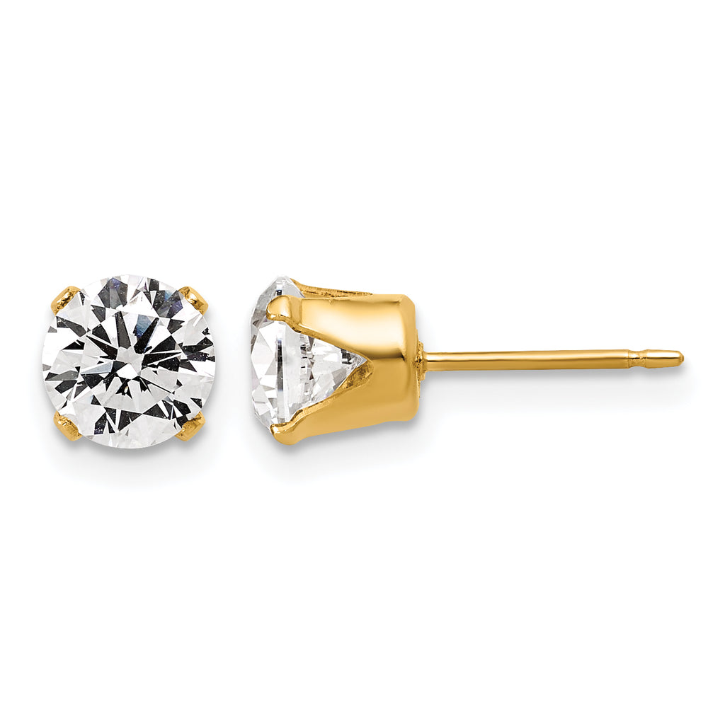 14K Gold Filled 6mm CZ Stud Post Earrings by Sophia Jewelers