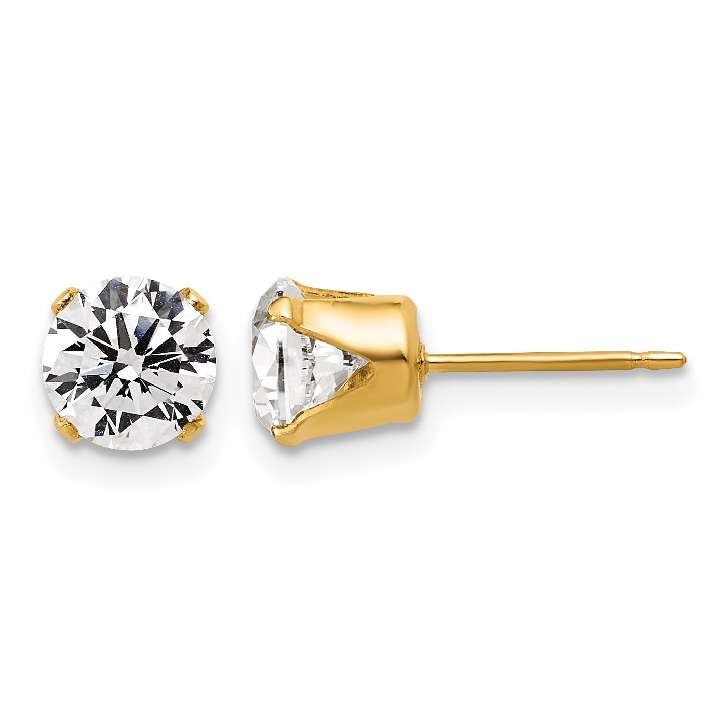 14K Gold Filled 6mm CZ Stud Post Earrings by Sophia Jewelers