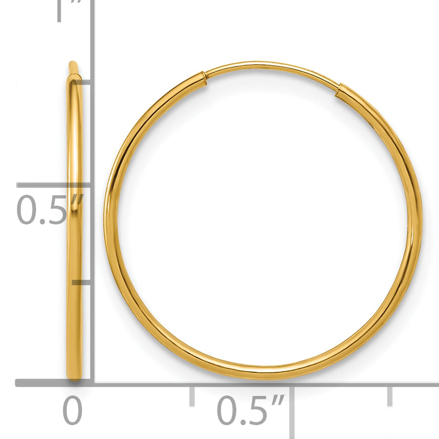 14K Gold Filled 1.0 x 20mm Endless Hoop Earrings - view 3