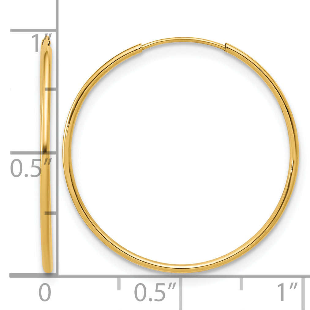 14K Gold Filled 1.0 x 14mm Endless Hoop Earrings - view 3