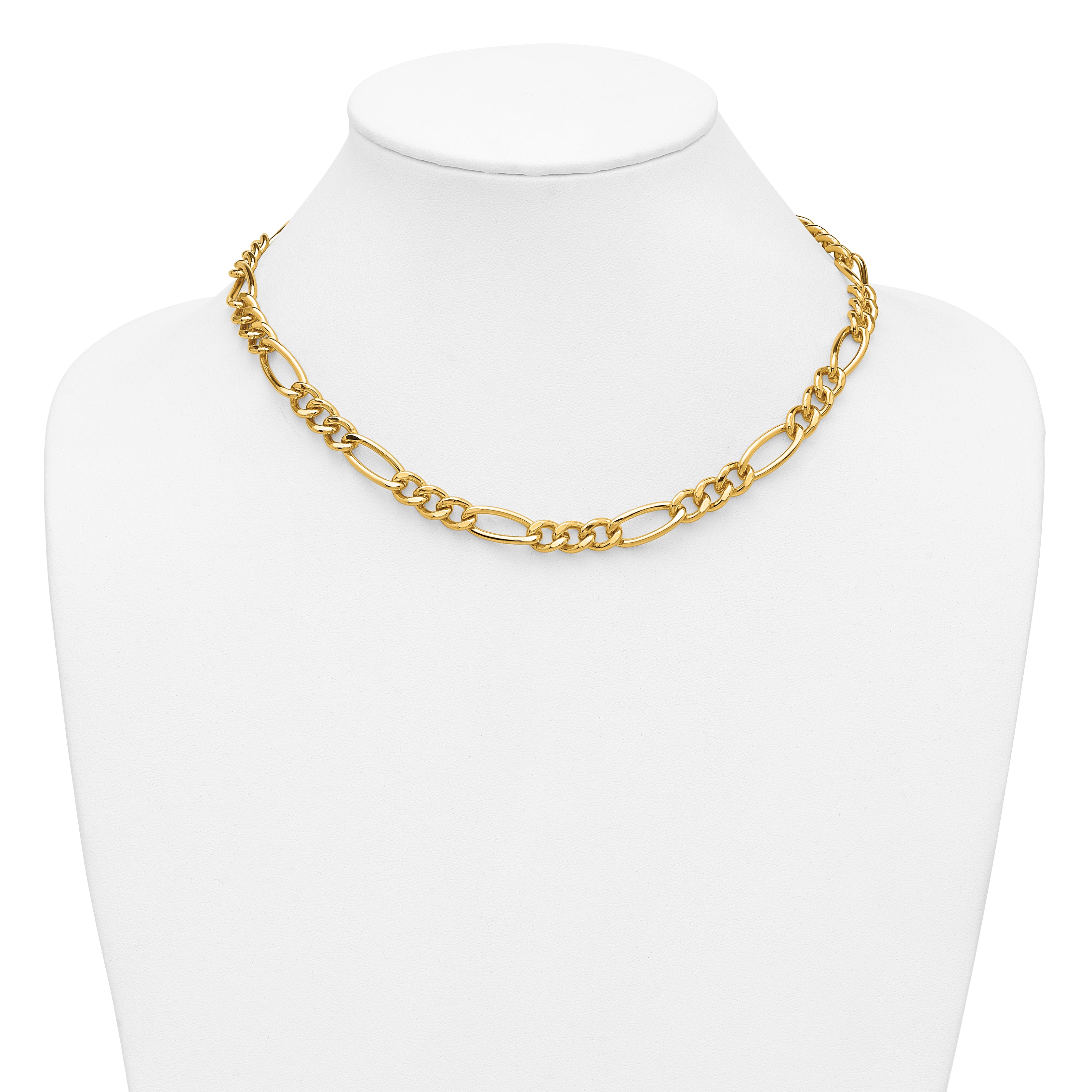 14K Gold Filled Heavy Figaro Chain Necklace in 7.75mm Width - view 4