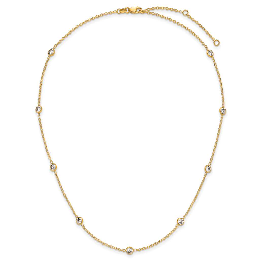 14K Gold Filled 9-Station CZ Bezel Necklace - view 4