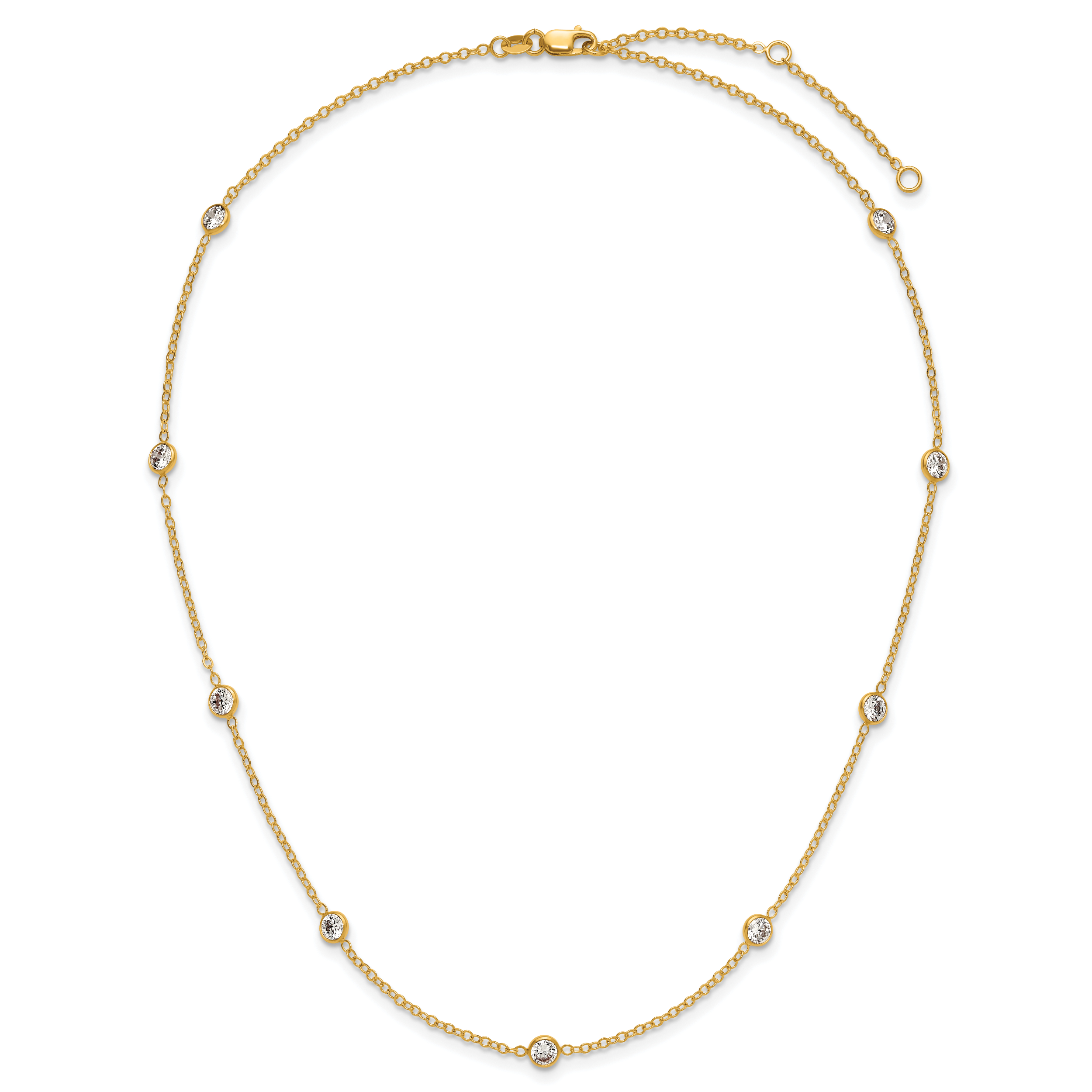 14K Gold Filled 9-Station CZ Bezel Necklace - view 4