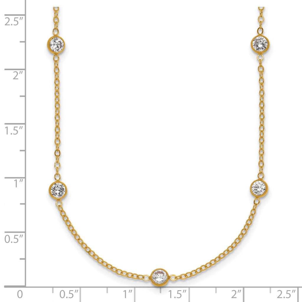 14K Gold Filled 9-Station CZ Bezel Necklace - view 5
