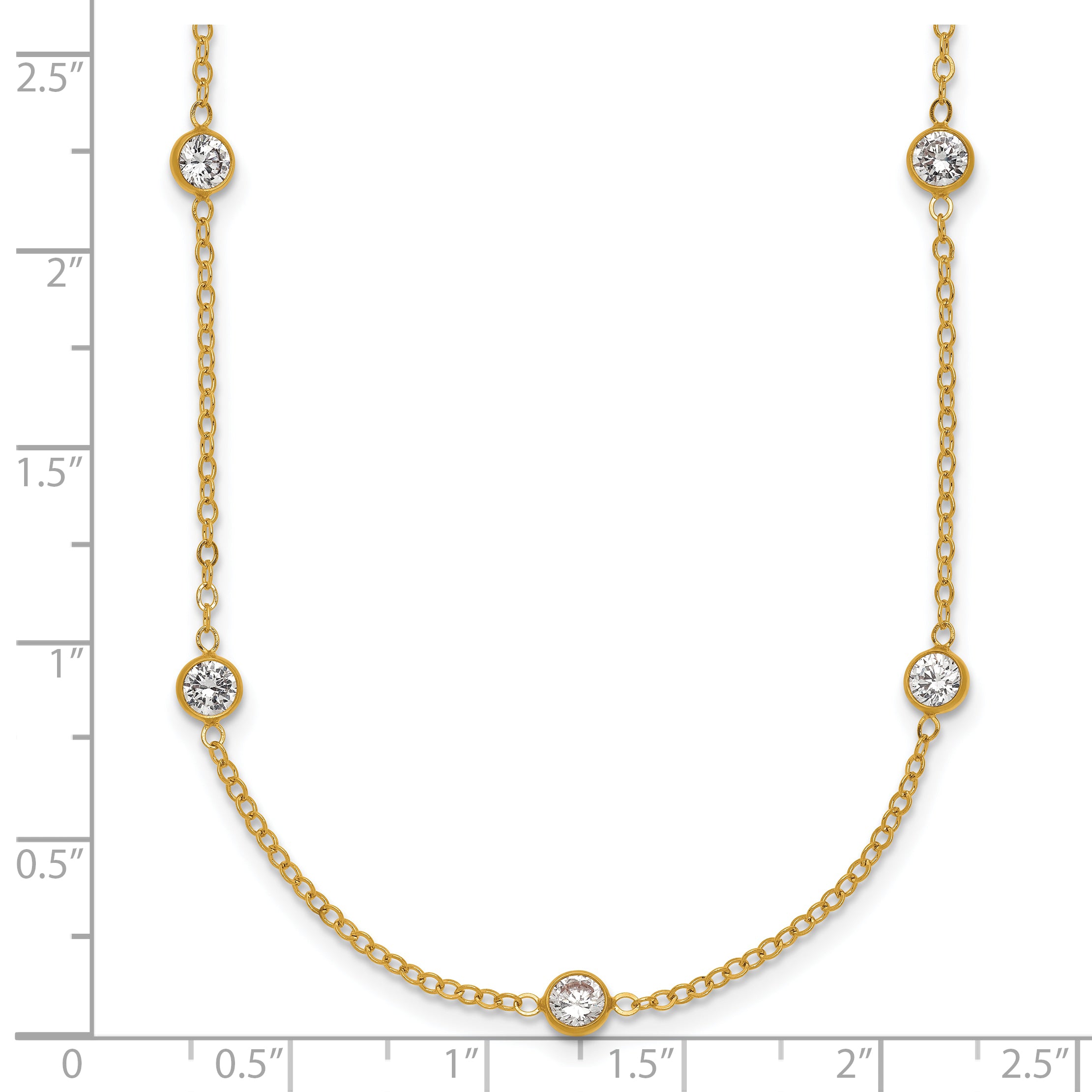 14K Gold Filled 9-Station CZ Bezel Necklace - view 5