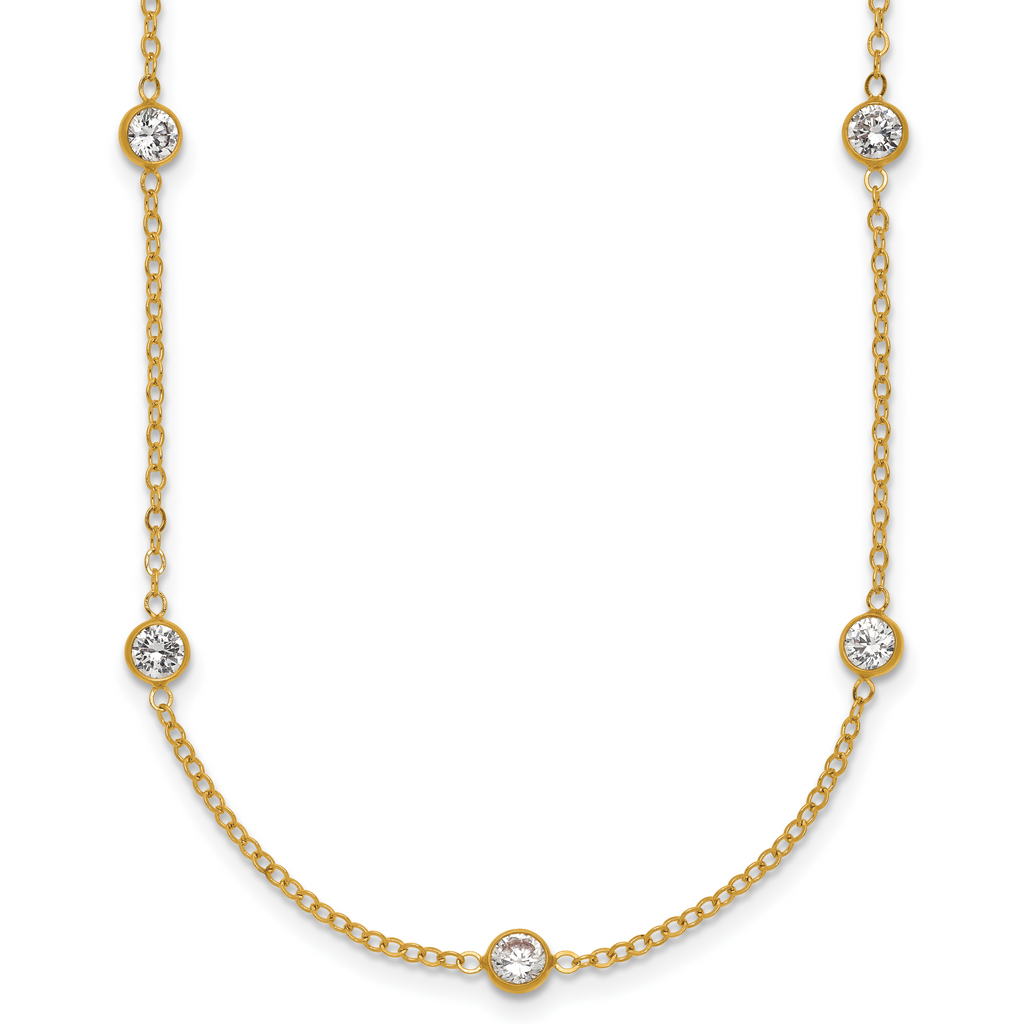 14K Gold Filled 9-Station CZ Bezel Necklace by Sophia Jewelers