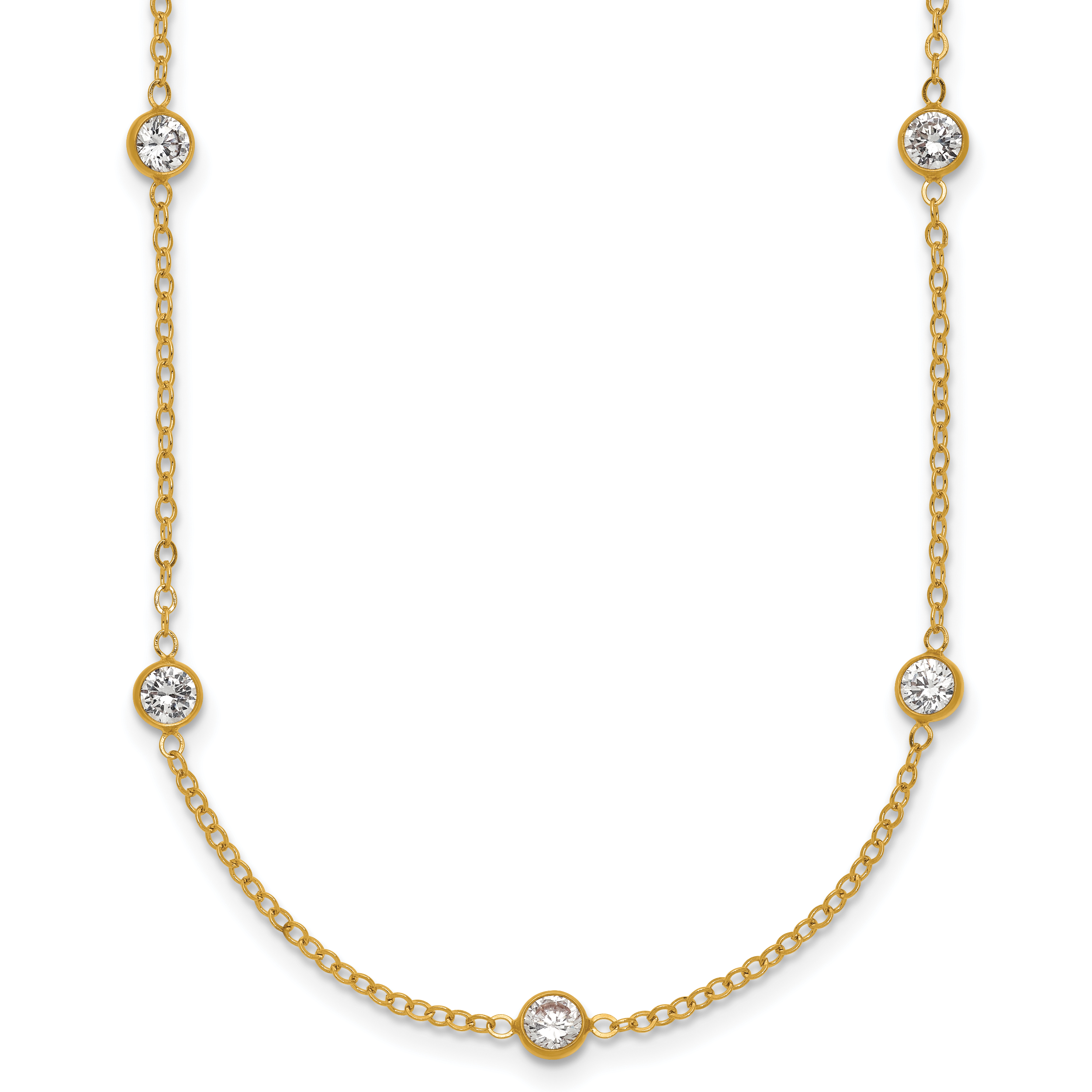 14K Gold Filled 9-Station CZ Bezel Necklace by Sophia Jewelers