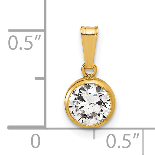14K Gold Filled 6.75mm CZ Bezel Pendant - view 5