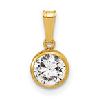 14K Gold Filled 6.75mm CZ Bezel Pendant by Sophia Jewelers