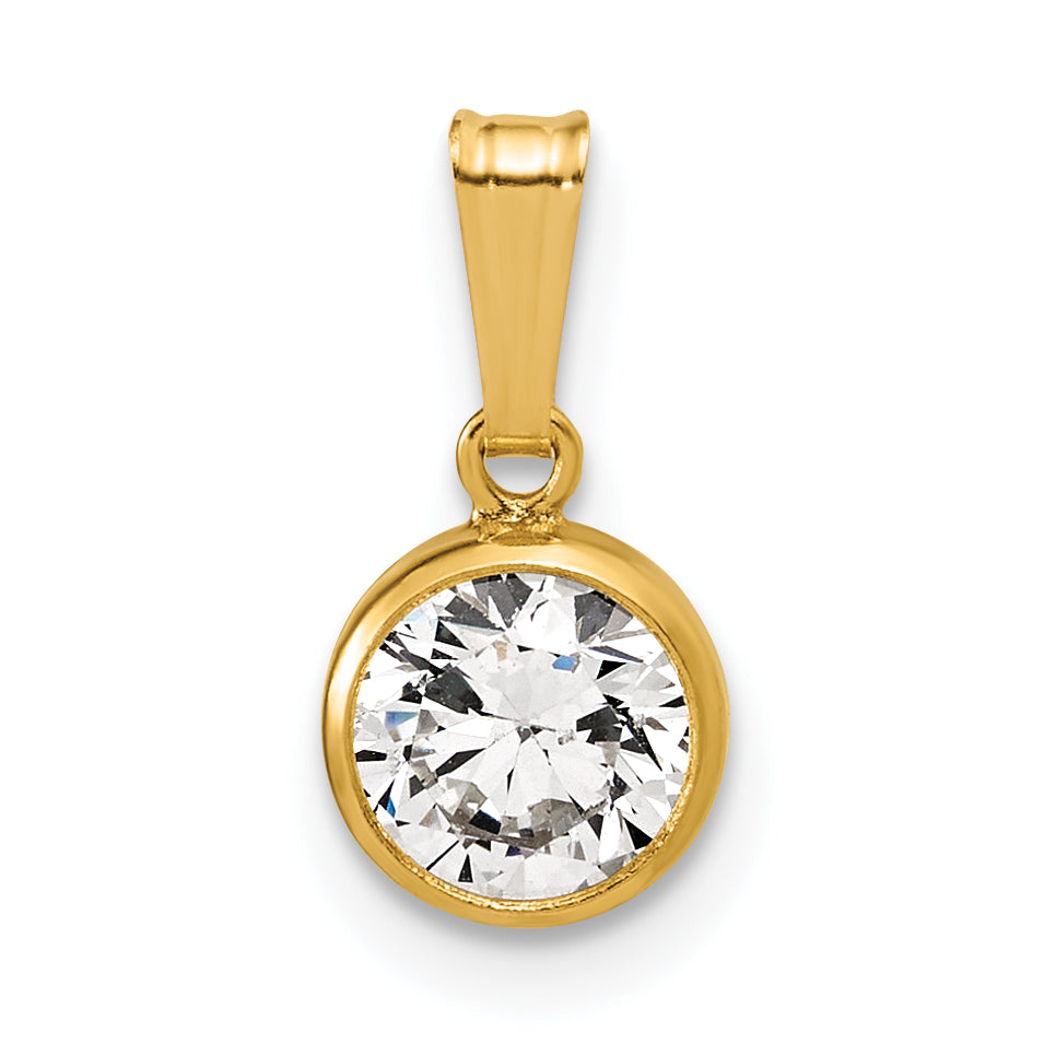 14K Gold Filled 6.75mm CZ Bezel Pendant by Sophia Jewelers