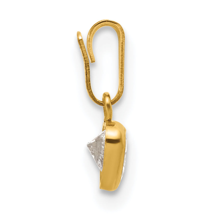 14K Gold Filled 4.50mm Heart CZ Bezel Pendant - view 2
