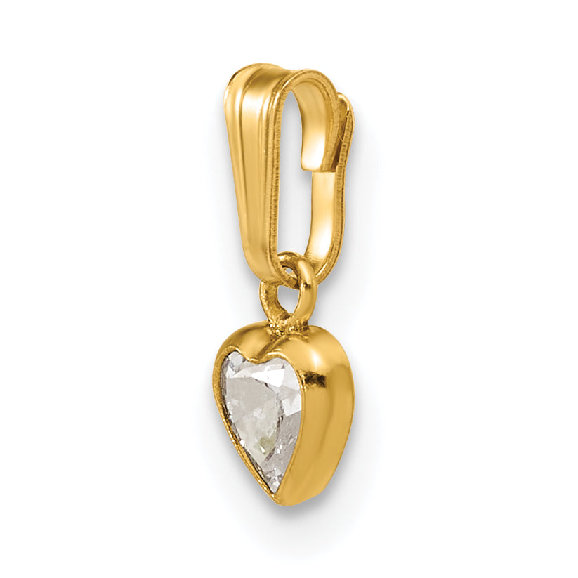 14K Gold Filled 4.50mm Heart CZ Bezel Pendant - view 4