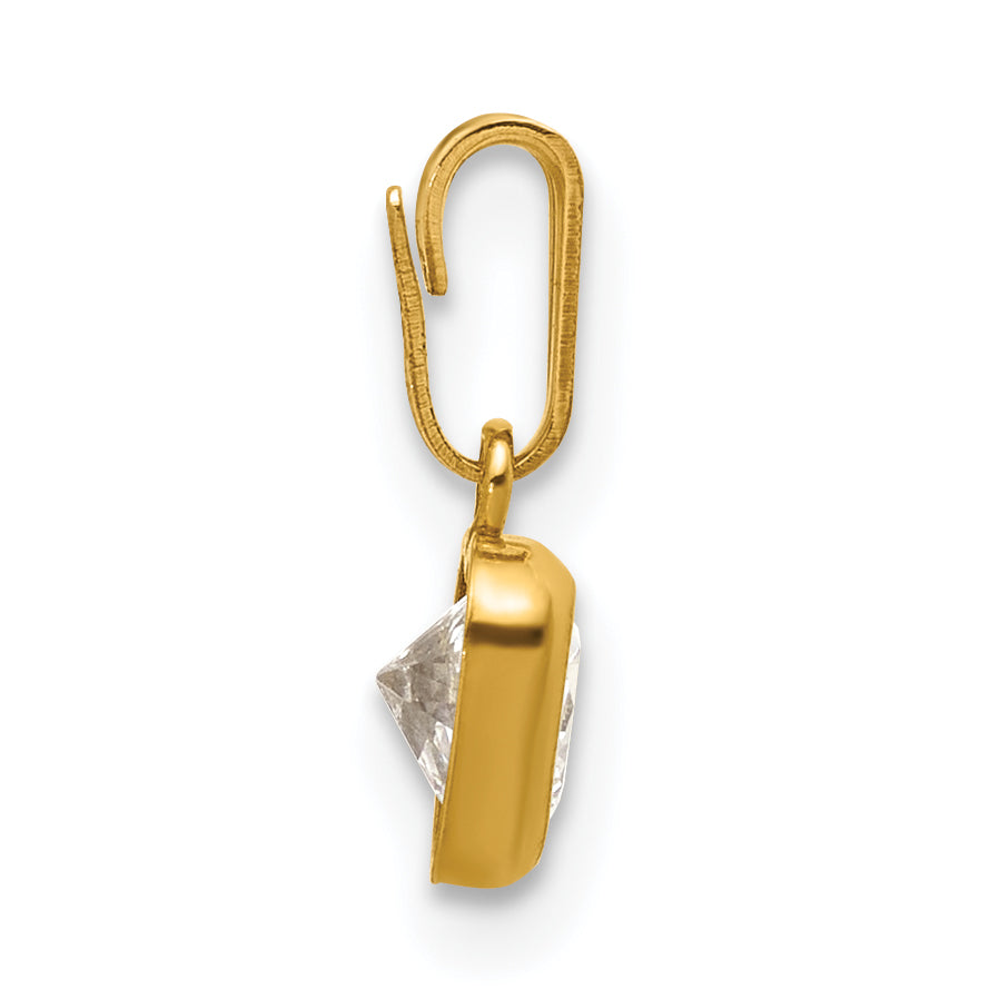 14K Gold Filled 5.50mm Heart CZ Bezel Pendant - view 2