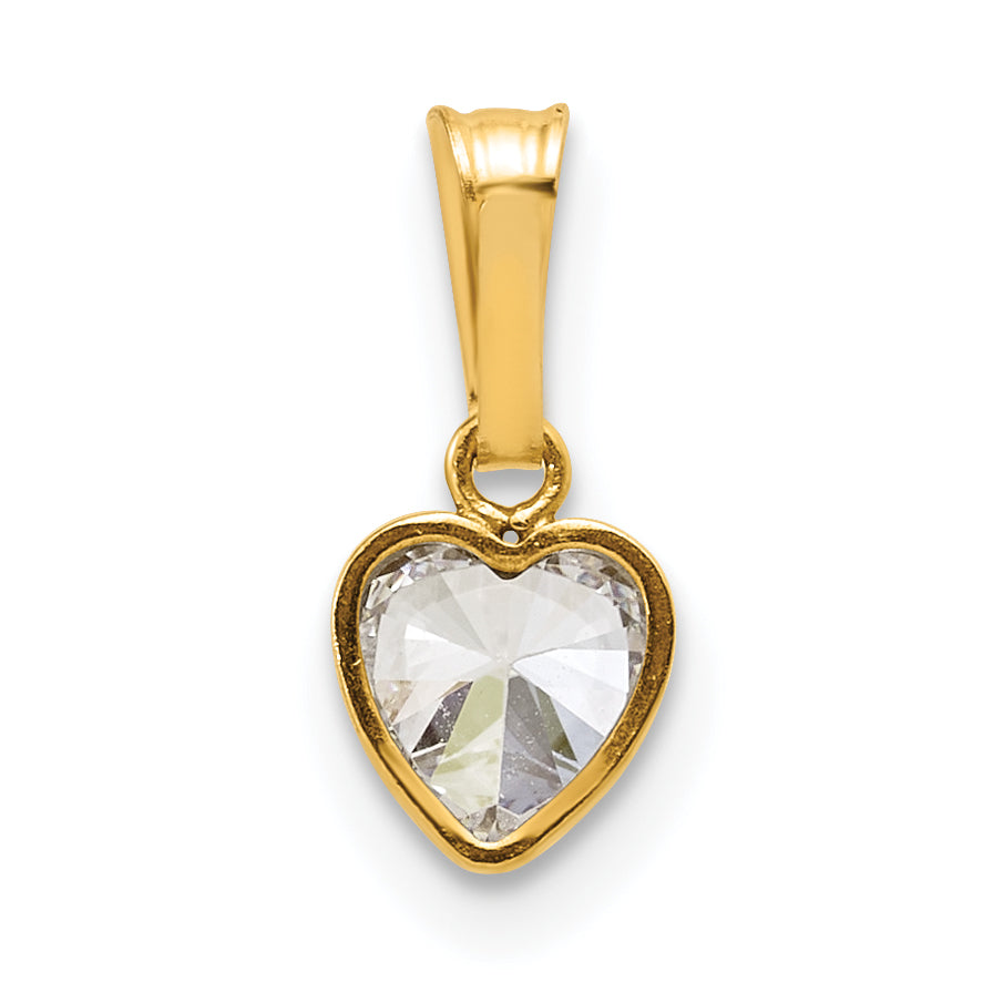 14K Gold Filled 5.50mm Heart CZ Bezel Pendant - view 3