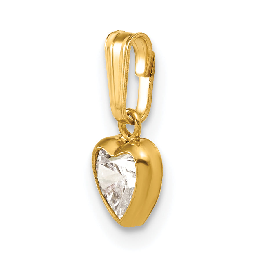 14K Gold Filled 5.50mm Heart CZ Bezel Pendant - view 4