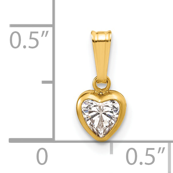14K Gold Filled 5.50mm Heart CZ Bezel Pendant - view 5