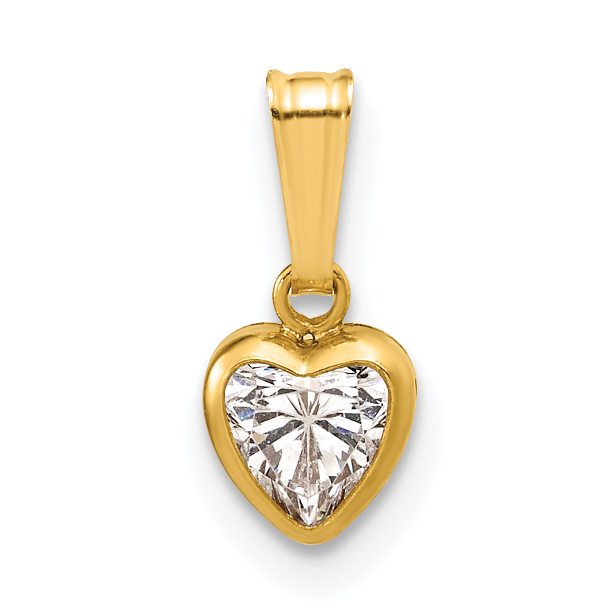 14K Gold Filled 5.50mm Heart CZ Bezel Pendant by Sophia Jewelers