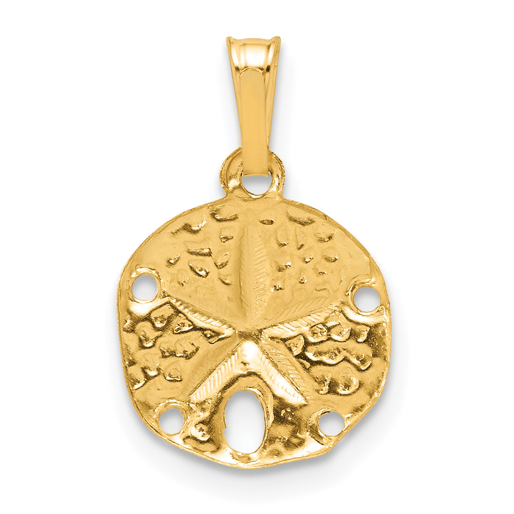 14K Gold Filled Textured Sand Dollar Pendant - view 3