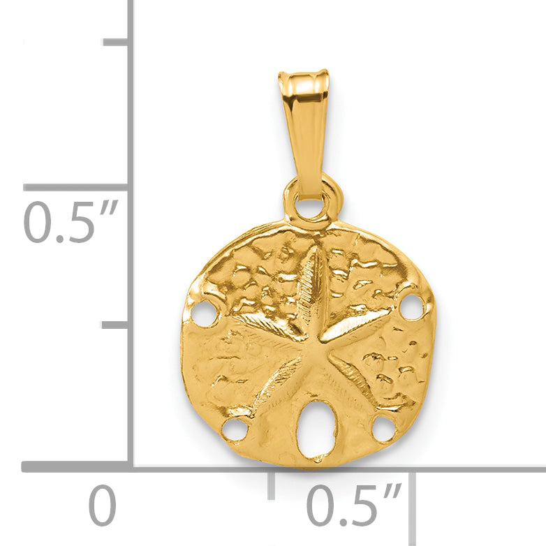 14K Gold Filled Textured Sand Dollar Pendant - view 5