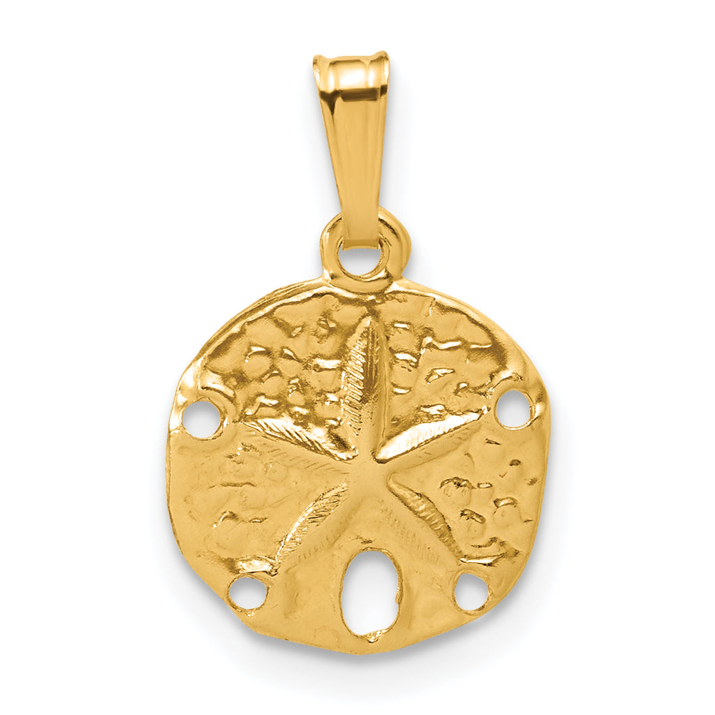 14K Gold Filled Textured Sand Dollar Pendant by Sophia Jewelers