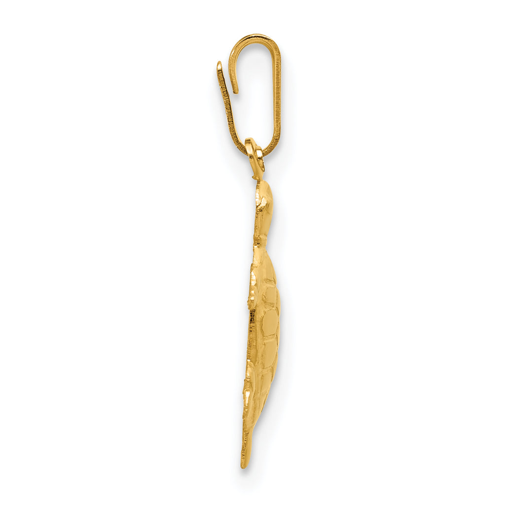 14K Gold Filled Textured Turtle Pendant - view 2