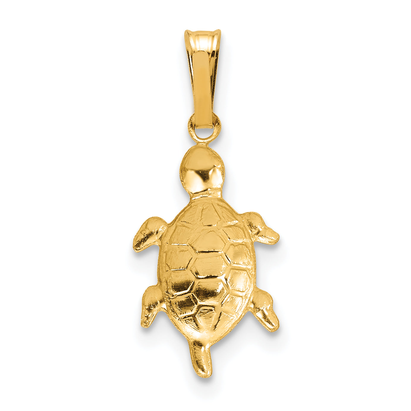14K Gold Filled Textured Turtle Pendant - view 3