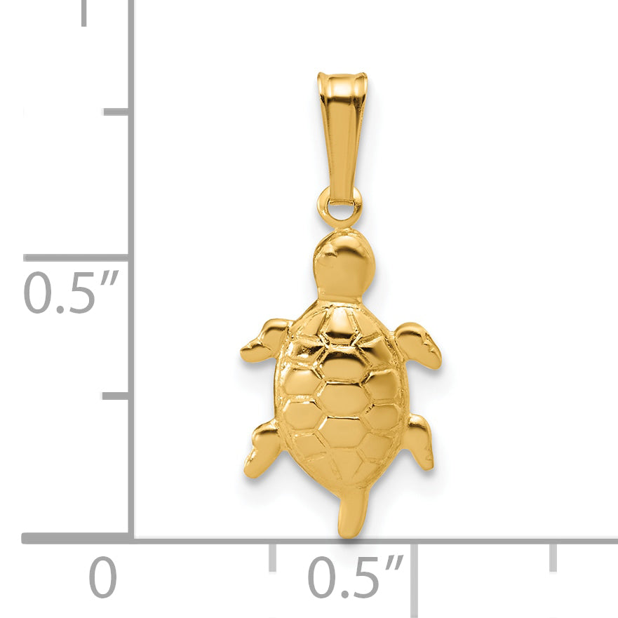 14K Gold Filled Textured Turtle Pendant - view 5