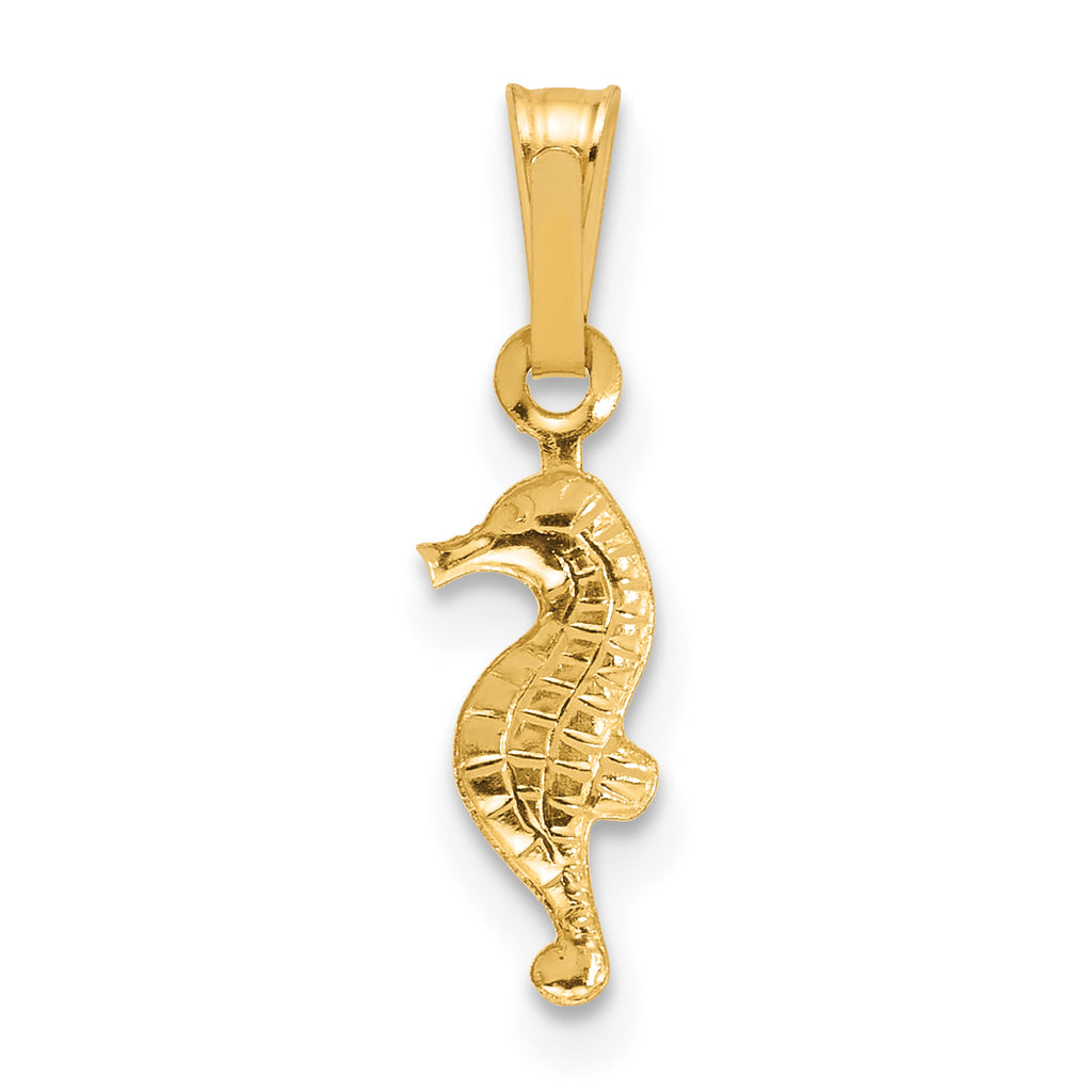14K Gold Filled Textured Seahorse Pendant - view 3
