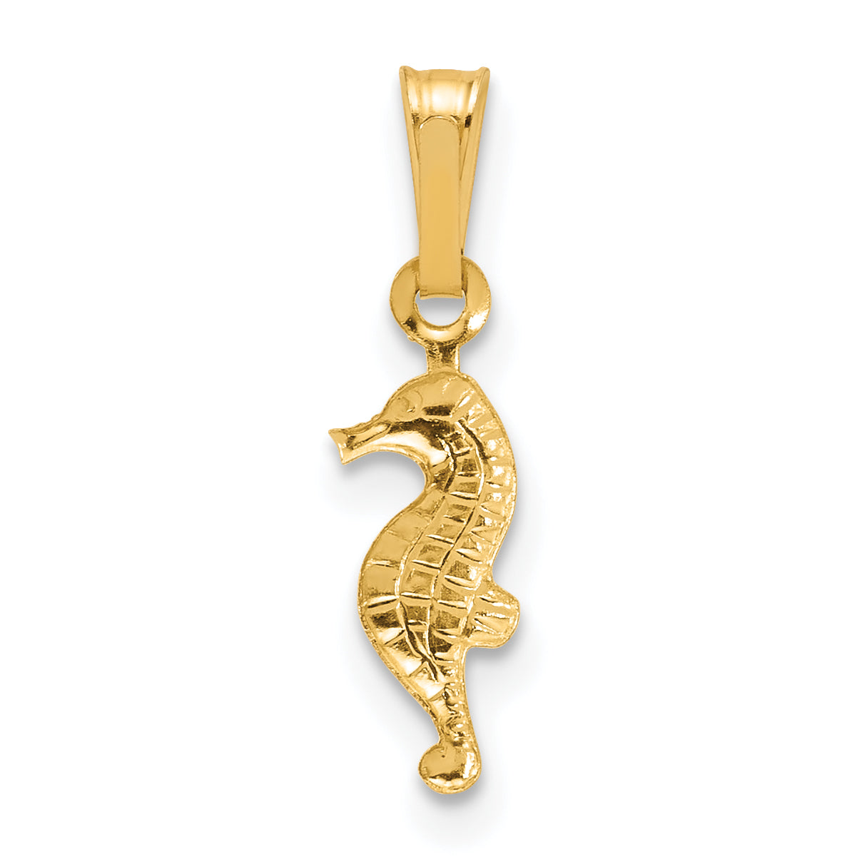 14K Gold Filled Textured Seahorse Pendant - view 3