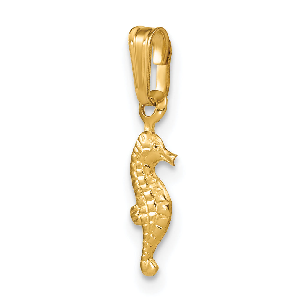 14K Gold Filled Textured Seahorse Pendant - view 4