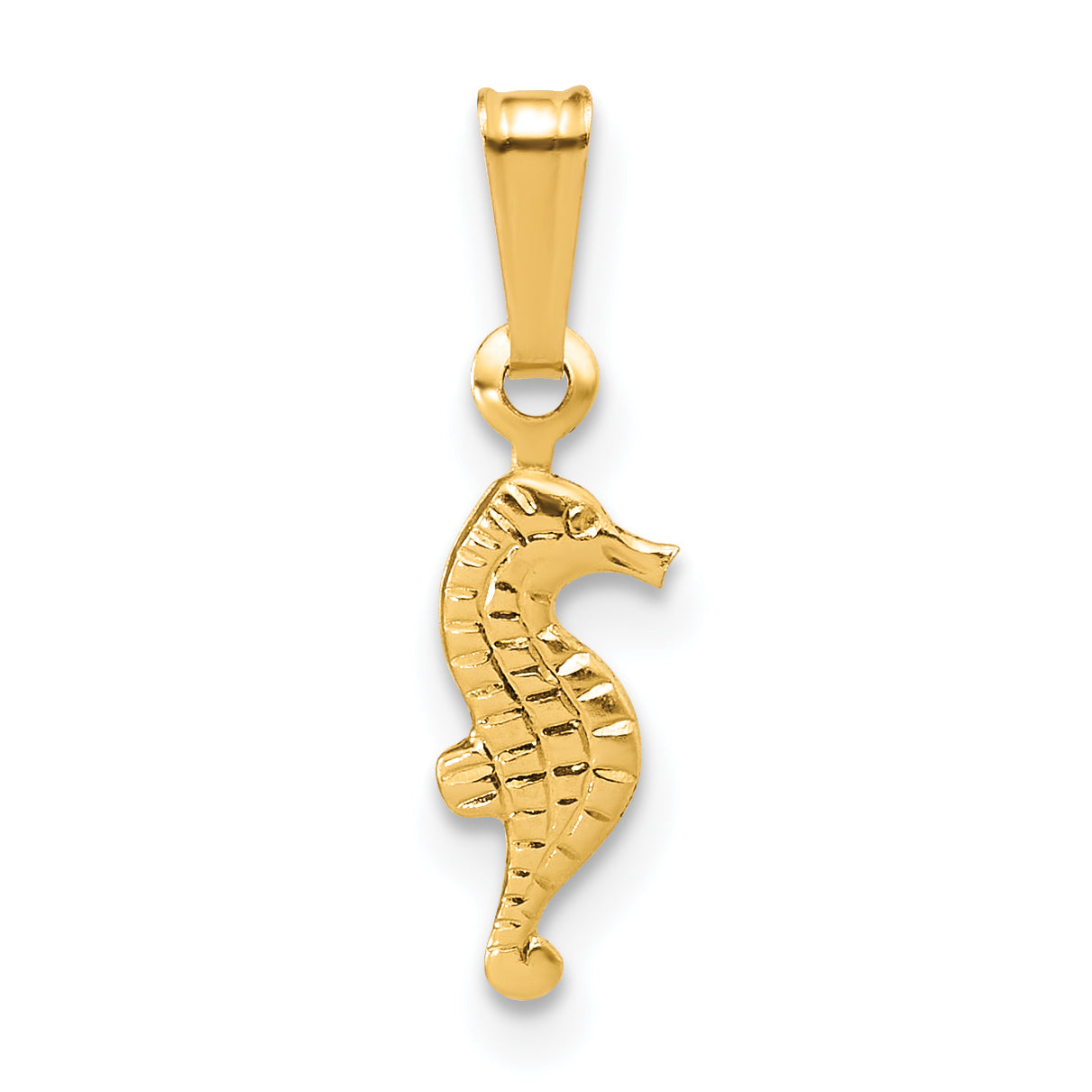 14K Gold Filled Textured Seahorse Pendant by Sophia Jewelers